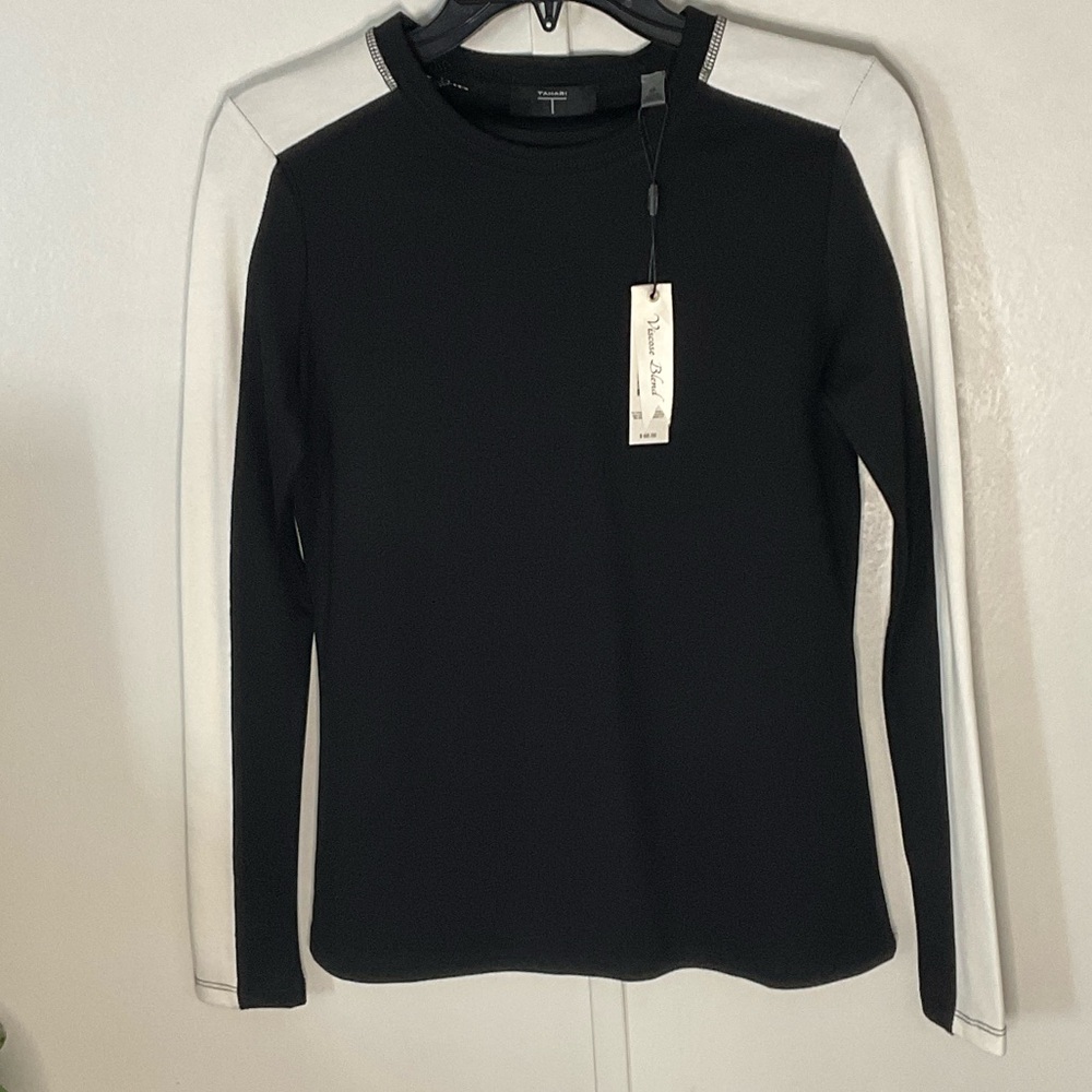 Tahari Black Long Sleeve Top